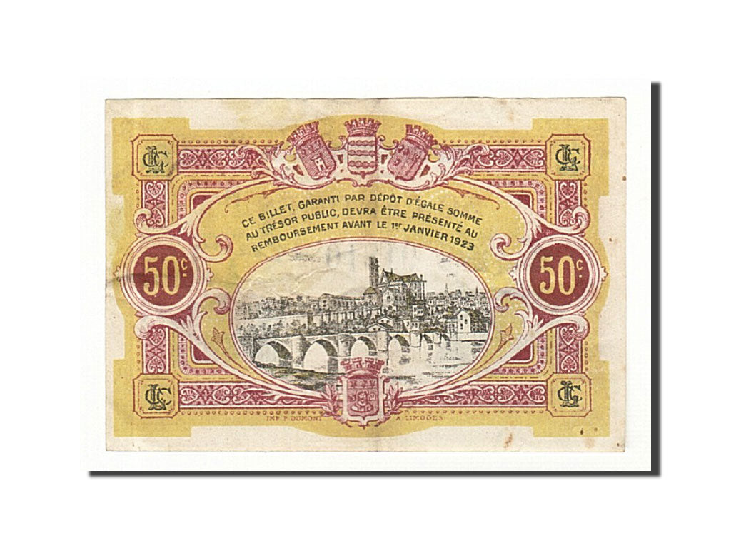 France, Limoges, 50 Centimes, EF(40-45), Pirot:73-23
