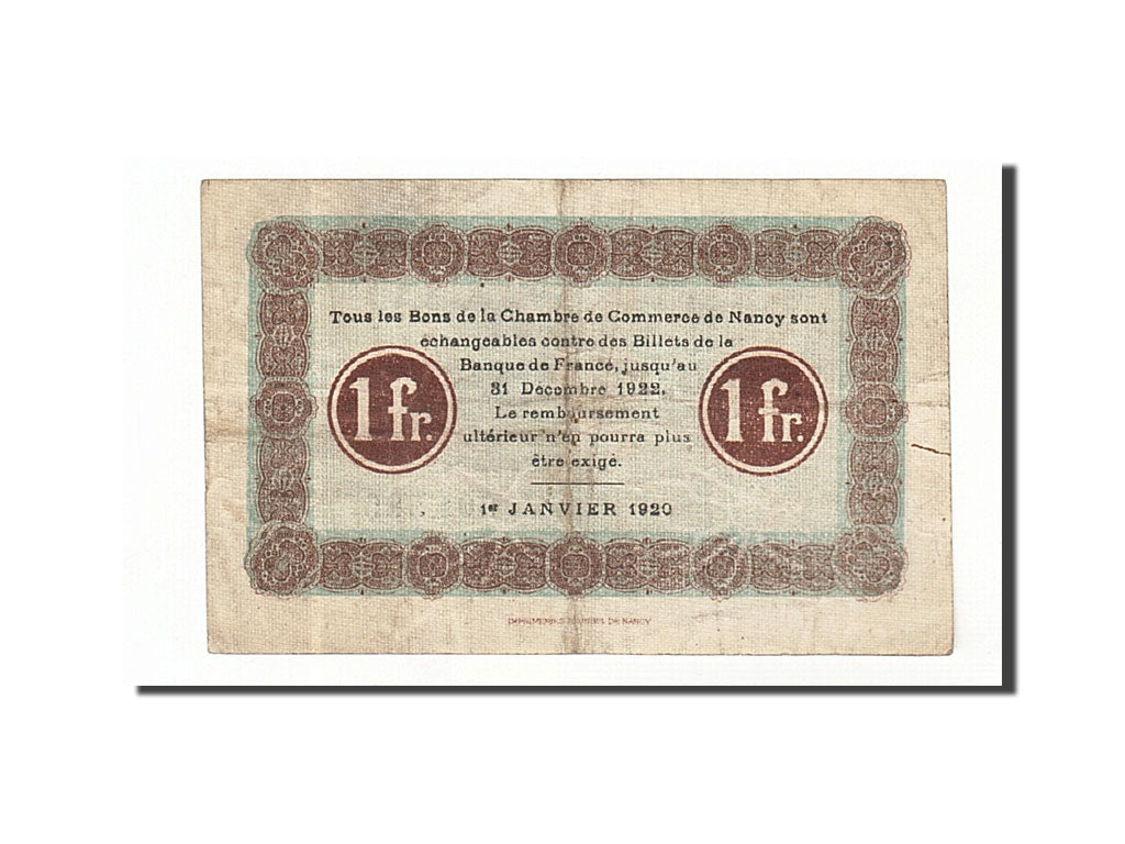 Billet, France, Nancy, 1 Franc, 1920, TB+, Pirot:87-39