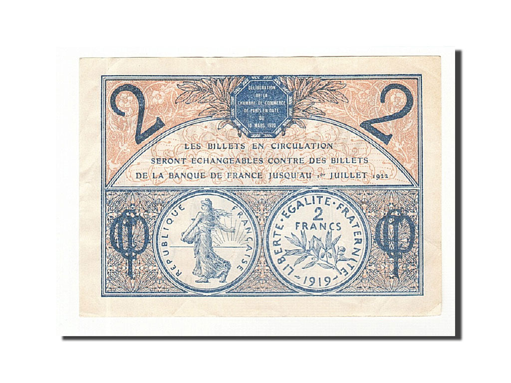 Banknote, Pirot:97-28, 2 Francs, 1920, France, EF(40-45), Paris