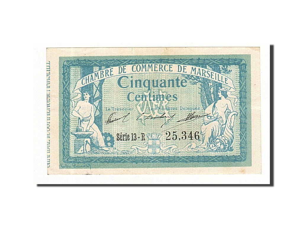 Francia, Marseille, 50 Centimes, 1914, BB+, Pirot:79-37