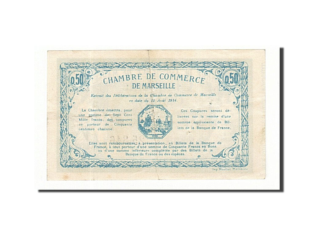 Francia, Marseille, 50 Centimes, 1914, BB+, Pirot:79-37