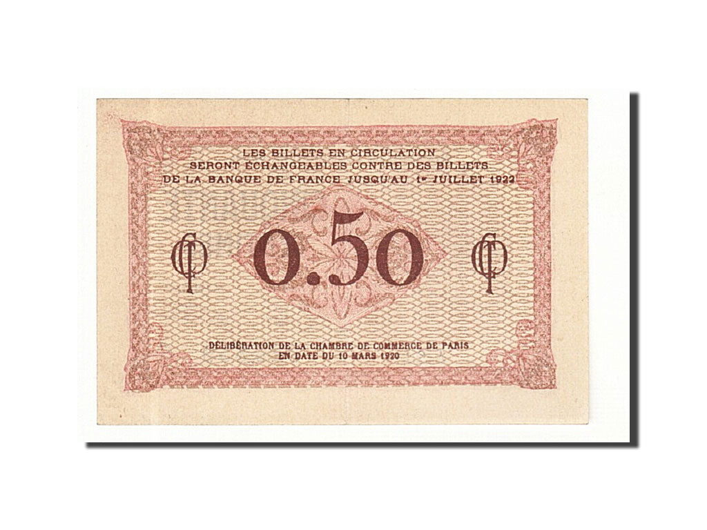 Banknote, Pirot:97-10, 50 Centimes, 1920, France, UNC(60-62), Paris