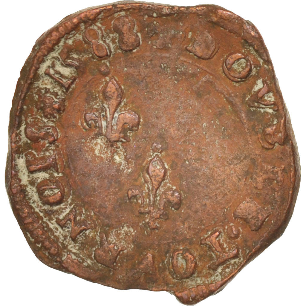 Francia, Double Tournois, 1588, Nantes, MB, Rame, Sombart:4062