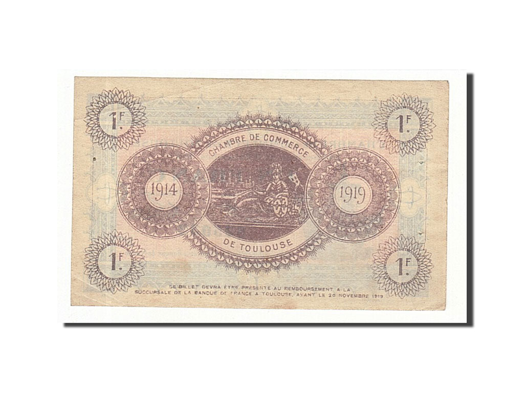 France, Toulouse, 1 Franc, 1914, AU(50-53), Pirot:122-14