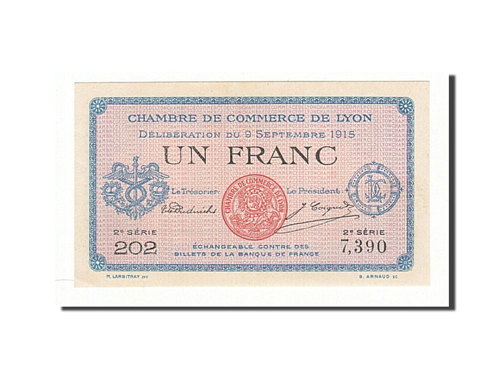 France, Lyon, 1 Franc, 1915, UNC(65-70), Pirot:77-6