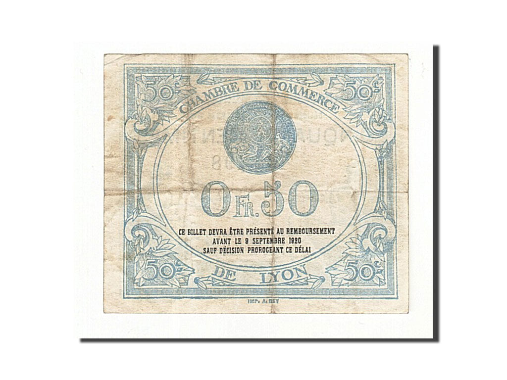 Banknote, Pirot:77-3, 50 Centimes, 1915, France, EF(40-45), Lyon