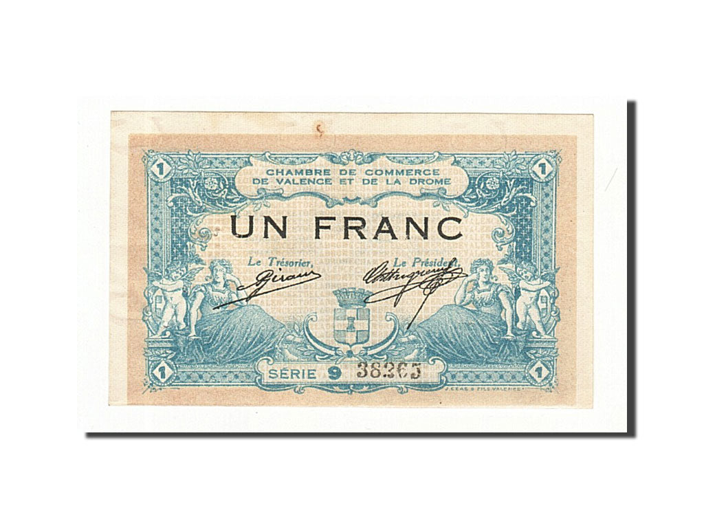 France, Valence, 1 Franc, 1915, AU(55-58), Pirot:127-4