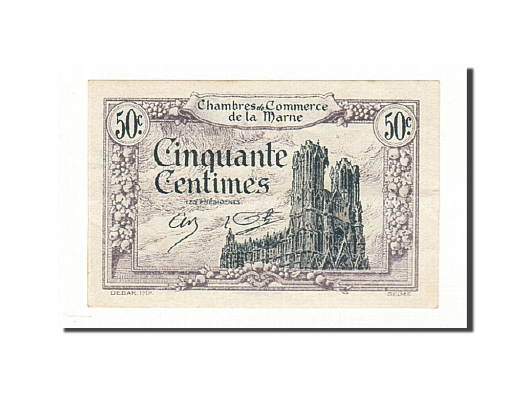 Banknote, Pirot:43-1, 50 Centimes, 1920, France, AU(50-53), Reims