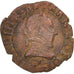 France, Henri III, Double Tournois, 1588, Rennes, VF(30-35), Copper,Sombart:4084