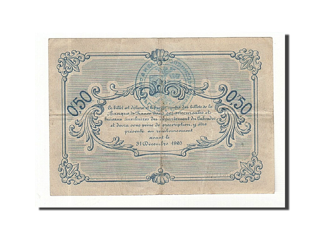 Banknote, Pirot:34-4, 50 Centimes, France, EF(40-45), Caen et Honfleur