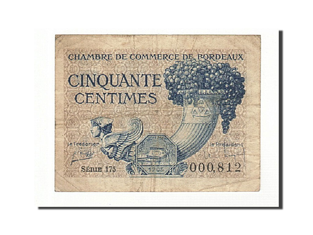 France, Bordeaux, 50 Centimes, 1921, TB+, Pirot:30-28