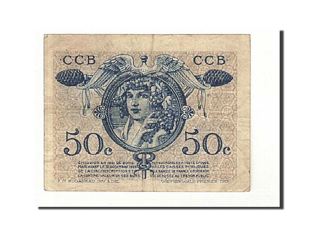 France, Bordeaux, 50 Centimes, 1921, TB+, Pirot:30-28