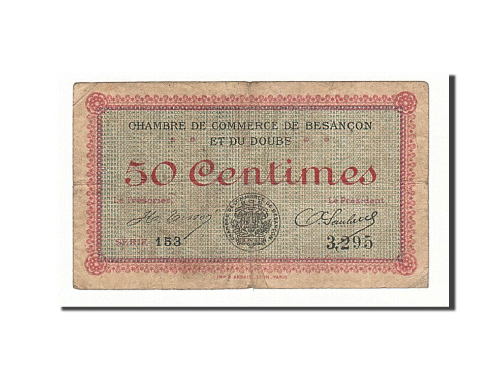 Geldschein, Frankreich, Besançon, 50 Centimes, 1915, S+, Pirot:25-7