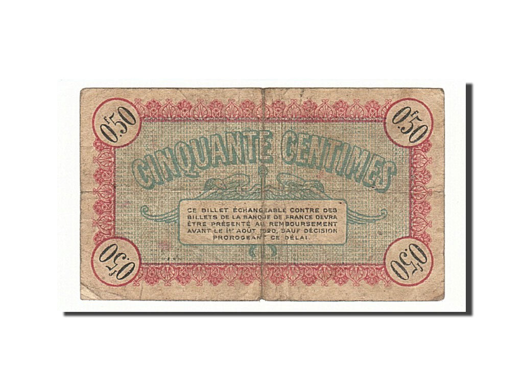 Geldschein, Frankreich, Besançon, 50 Centimes, 1915, S+, Pirot:25-7