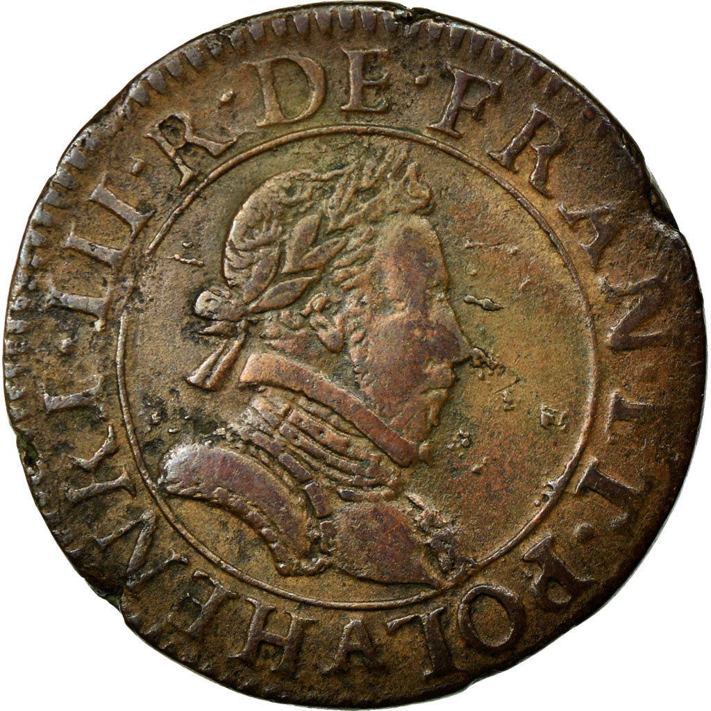 Moneda, Francia, Double Tournois, 1579, Paris, MBC, Cobre, Sombart:4068