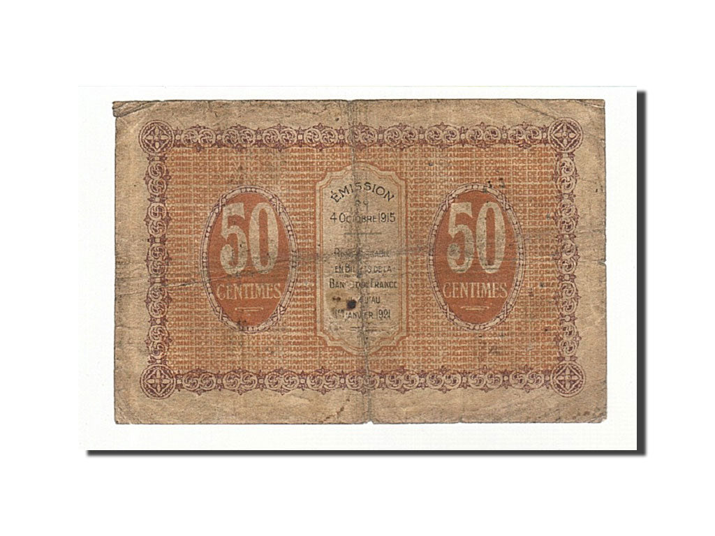 Banknote, Pirot:62-1, 50 Centimes, 1915, France, F(12-15), Gray et Vesoul