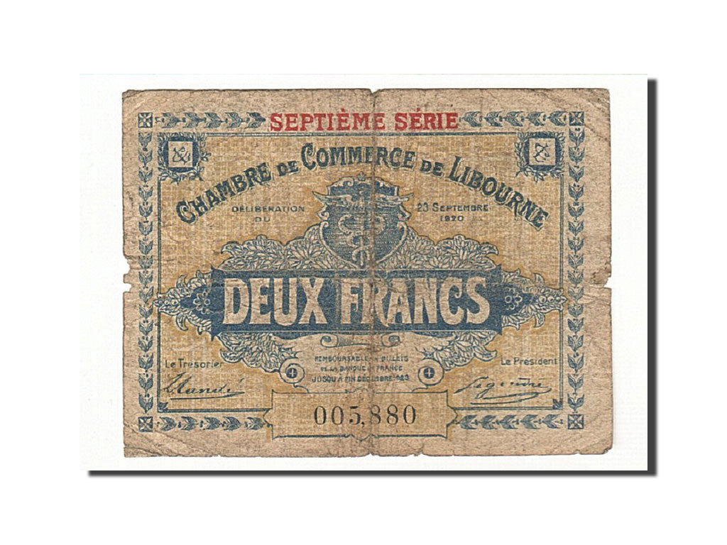 Billet, France, Libourne, 2 Francs, 1920, B+, Pirot:72-34