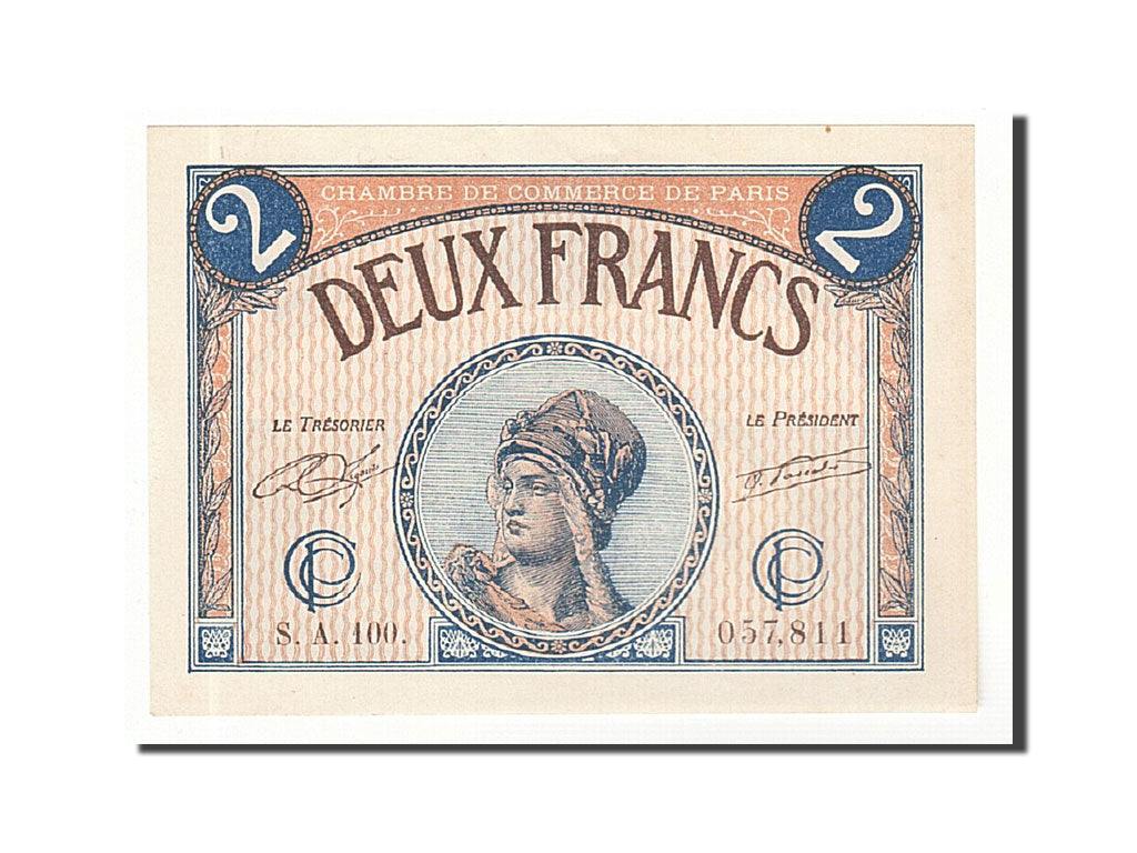 France, Paris, 2 Francs, 1920, UNC(63), Pirot:97-28