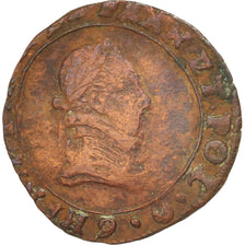 France, Double Tournois, 1579, Rennes, VF(20-25), Copper, Sombart:4084