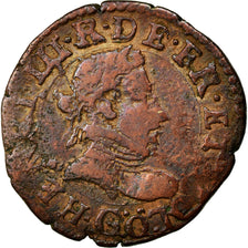 Coin, France, Double Tournois, 1581, Poitiers, VF(20-25), Copper, Sombart:4080