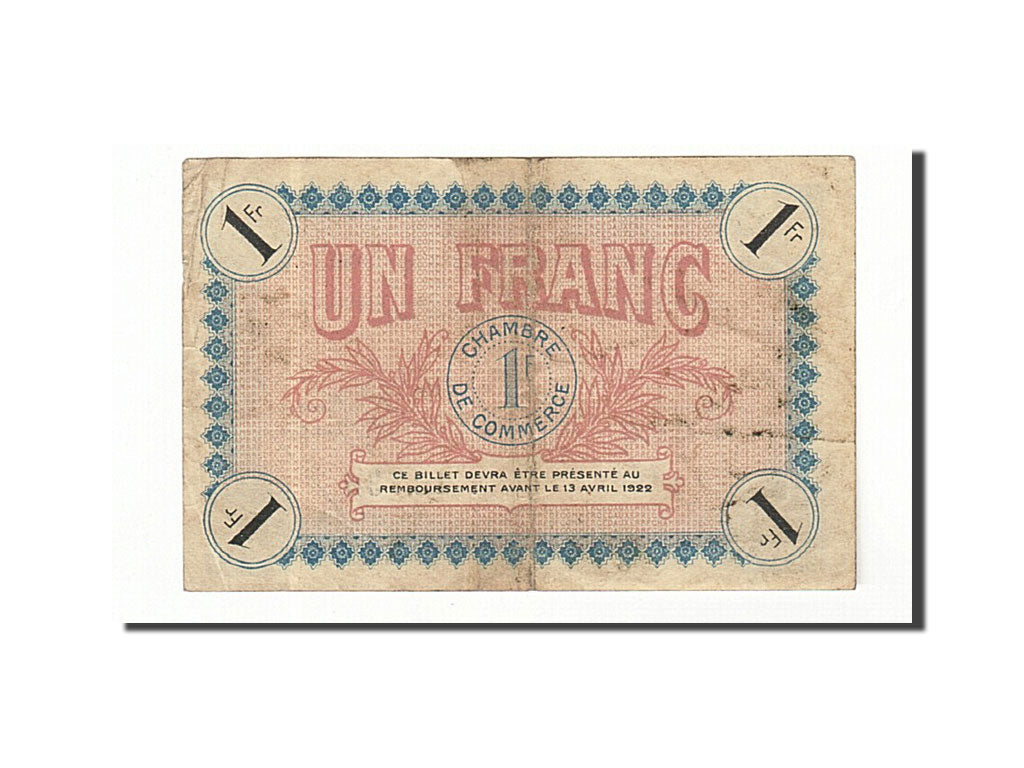 Banknote, Pirot:17-17, 1 Franc, 1917, France, EF(40-45), Auxerre