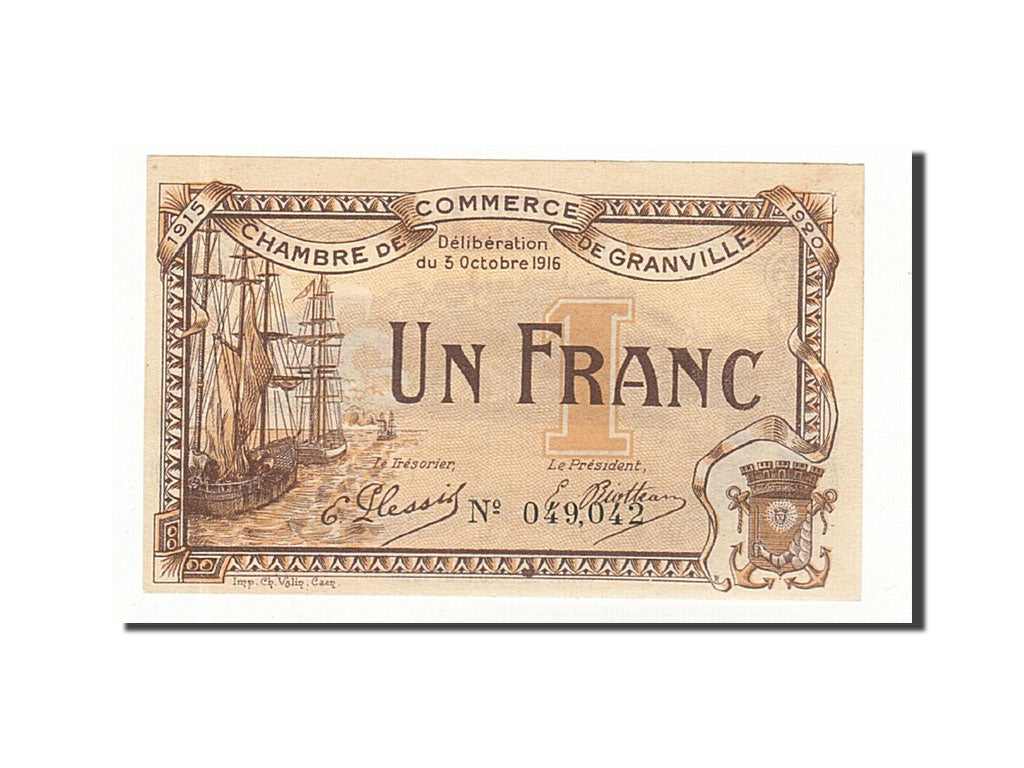 France, Granville, 1 Franc, 1916, AU(55-58), Pirot:60-9