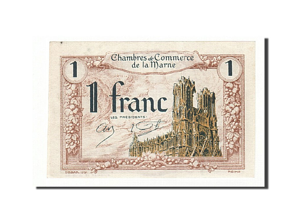 Banknote, Pirot:43-2, 1 Franc, 1920, France, AU(55-58), Reims