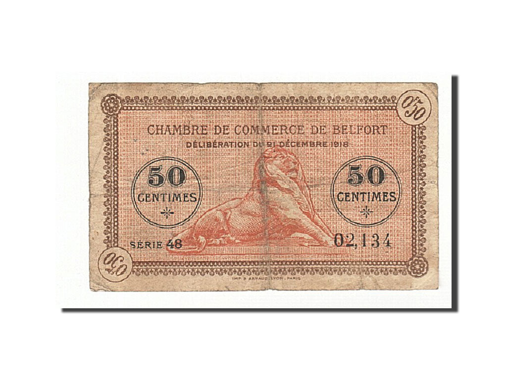 Francia, Belfort, 50 Centimes, 1918, MB, Pirot:23-48