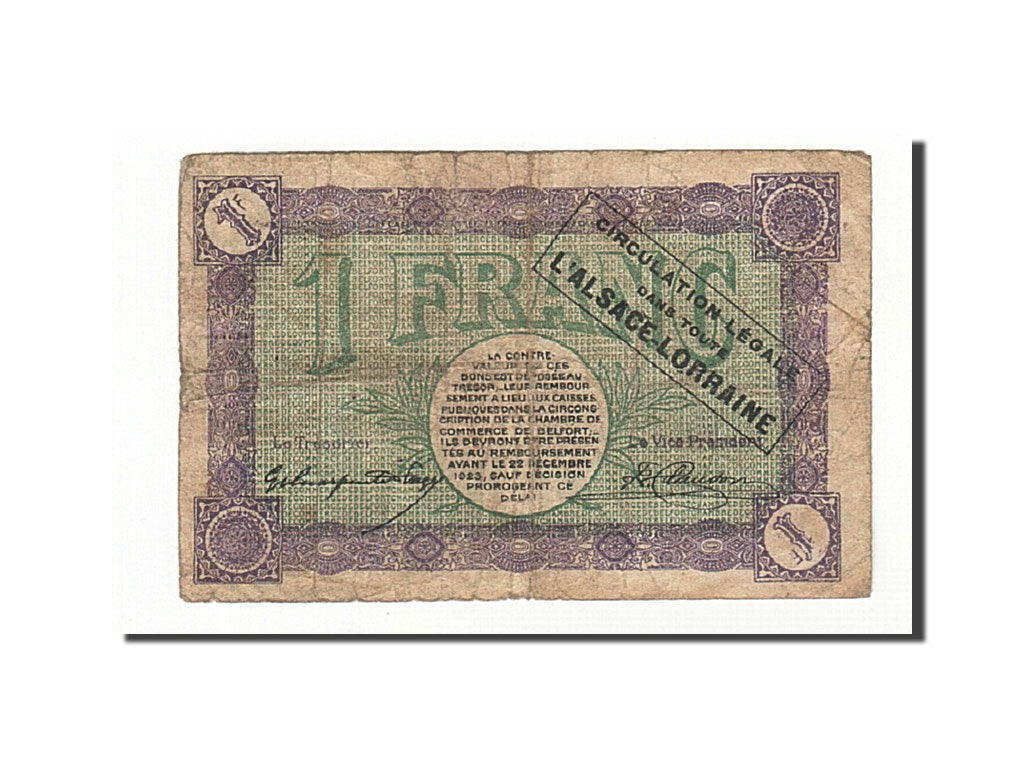Billete, 1 Franc, Pirot:23-50, 1918, Francia, BC, Belfort