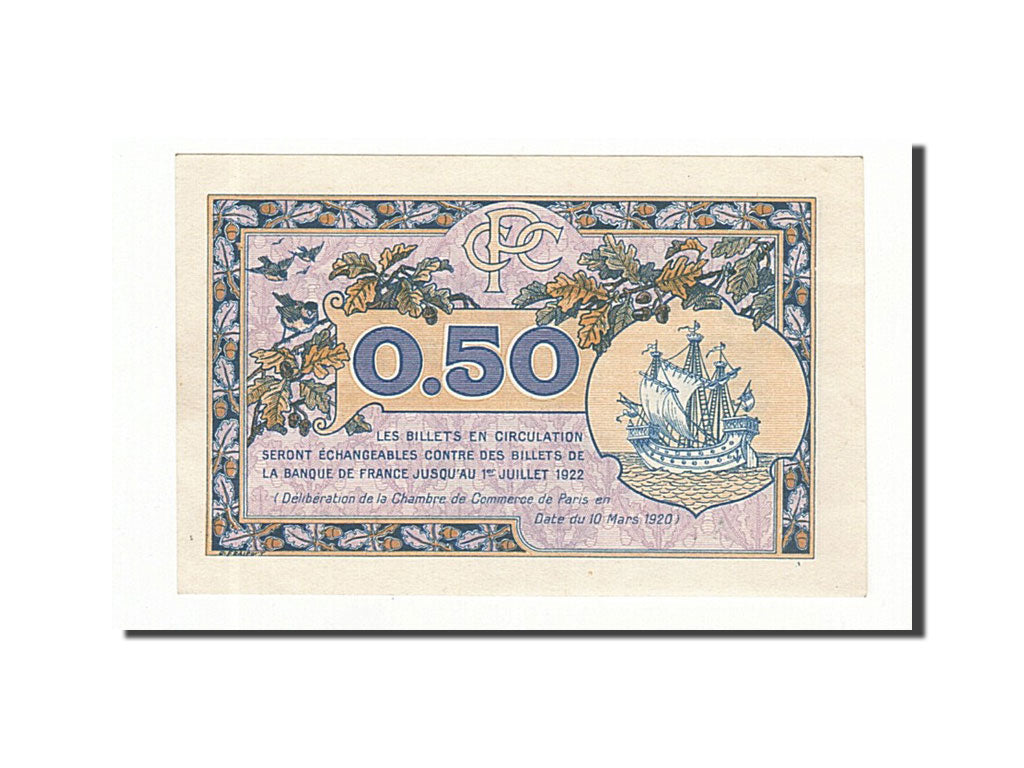 Banknote, Pirot:97-31, 50 Centimes, 1920, France, UNC(60-62), Paris