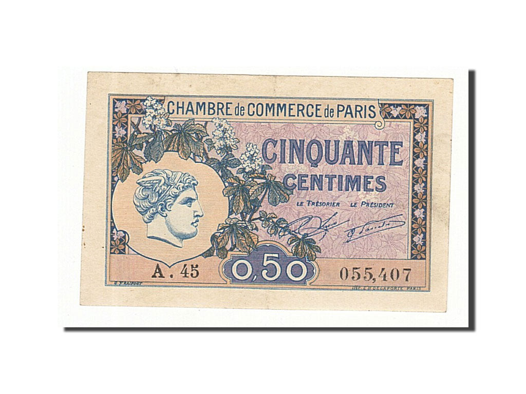 France, Paris, 50 Centimes, 1920, AU(55-58), Pirot:97-31