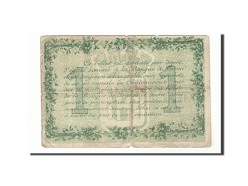 Banconote, Pirot:46-11, MB+, Chateauroux, 1 Franc, 1915, Francia