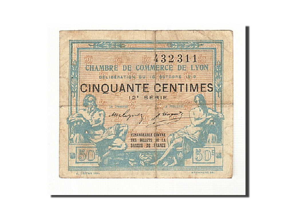 France, Lyon, 50 Centimes, 1919, VF(30-35), Pirot:77-18