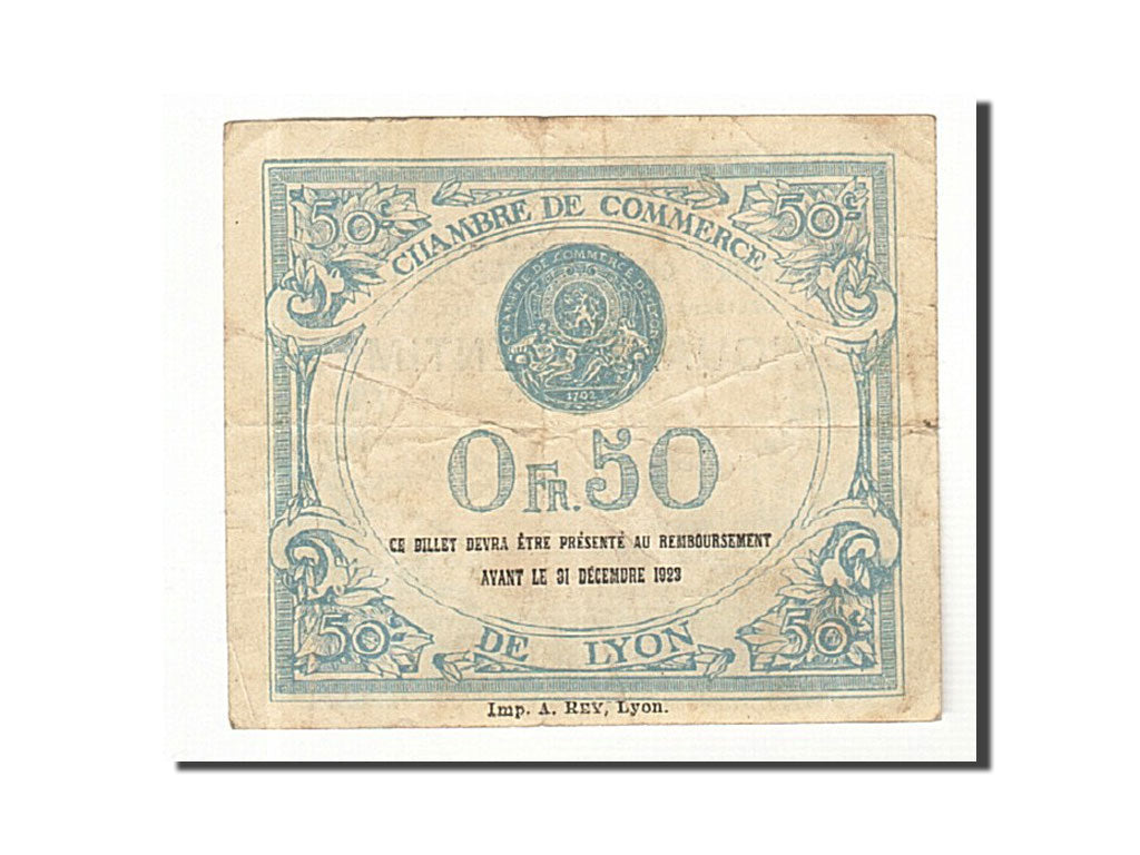 France, Lyon, 50 Centimes, 1919, VF(30-35), Pirot:77-18