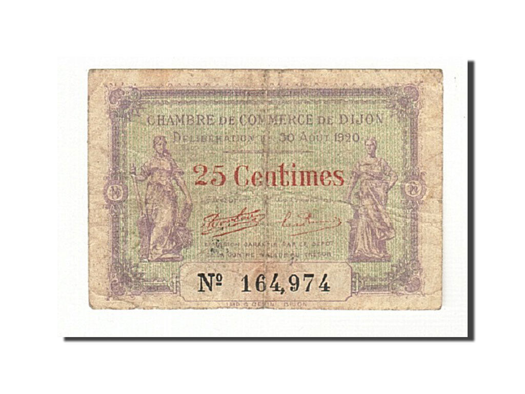 Banknote, Pirot:53-23, 25 Centimes, 1920, France, VF(20-25), Dijon