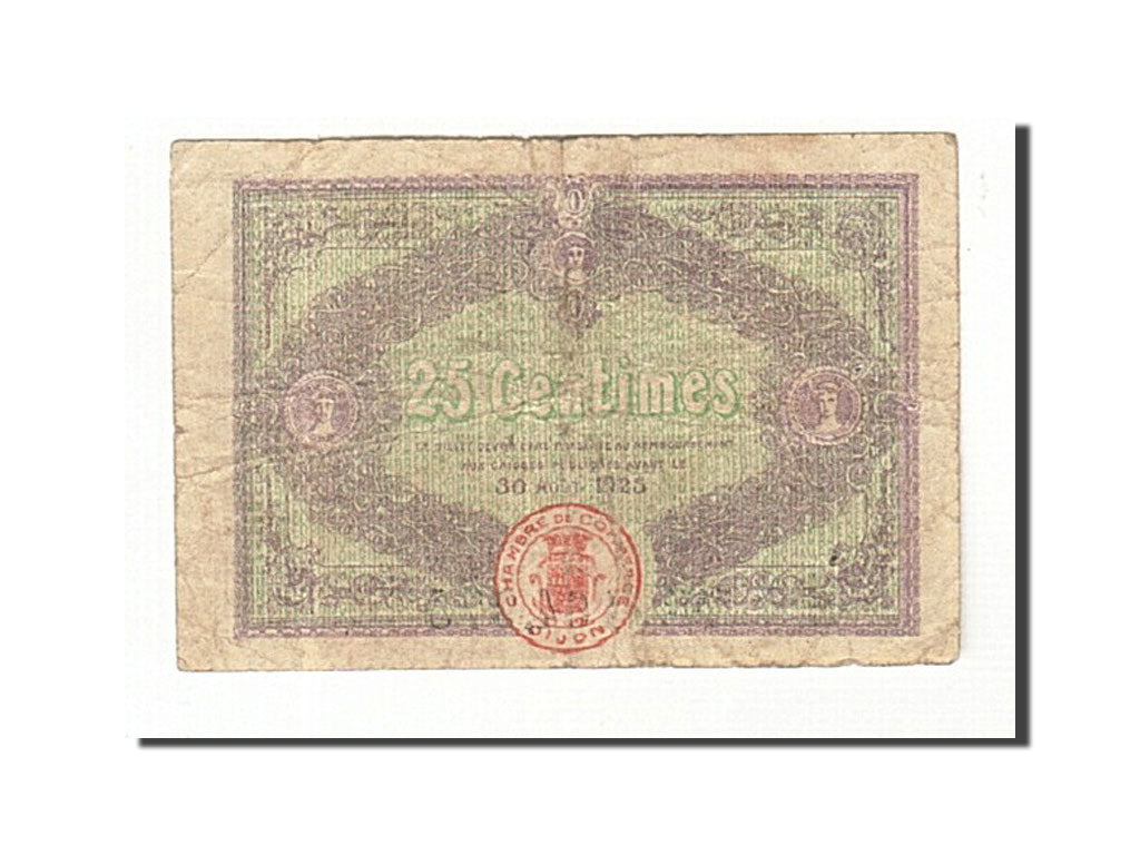Banknote, Pirot:53-23, 25 Centimes, 1920, France, VF(20-25), Dijon