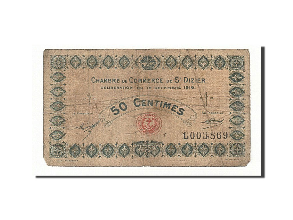 Banknote, Pirot:113-15, 50 Centimes, 1916, France, VF(20-25), Saint-Dizier