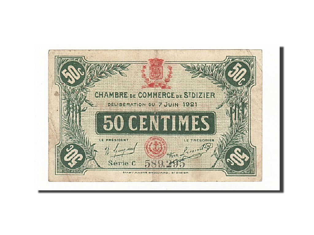 Geldschein, Frankreich, Saint-Dizier, 50 Centimes, 1921, SS, Pirot:113-21