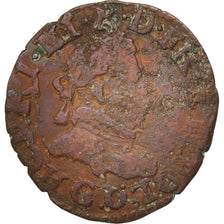 France, Double Tournois, 1583, Poitiers, TB, Cuivre, Sombart:4080
