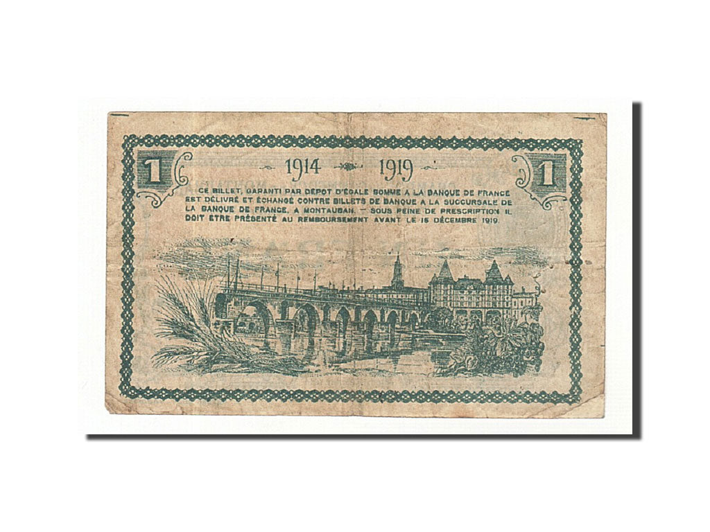 Banknote, Pirot:83-6, 1 Franc, 1914, France, VF(20-25), Montauban