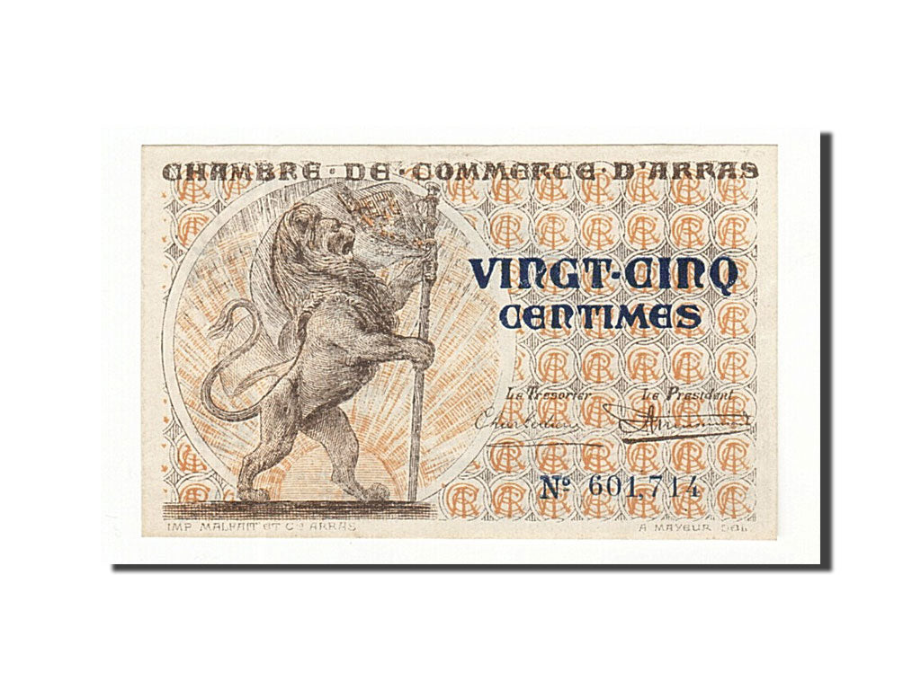 Banknote, Pirot:13-3, 25 Centimes, France, UNC(63), Arras