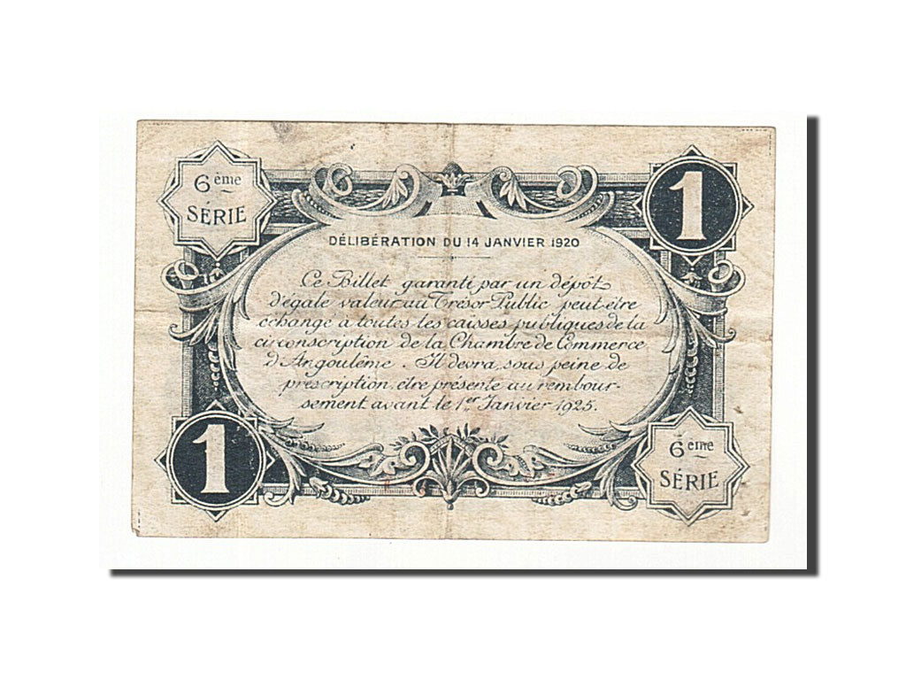 Banknote, Pirot:9-47, 1 Franc, 1920, France, EF(40-45), Angoulême