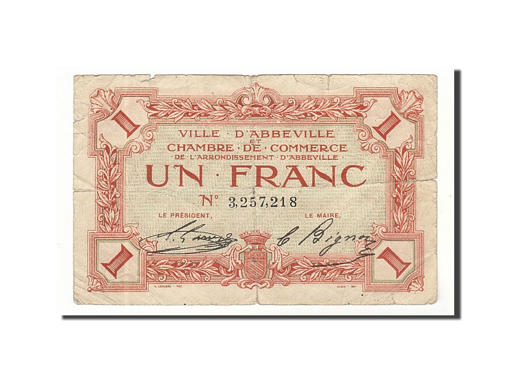 France, Abbeville, 1 Franc, TB, Pirot:1-20