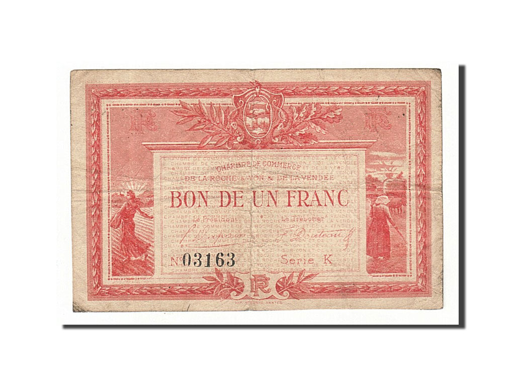 France, La Roche-sur-Yon, 1 Franc, 1915, VF(20-25), Pirot:65-17