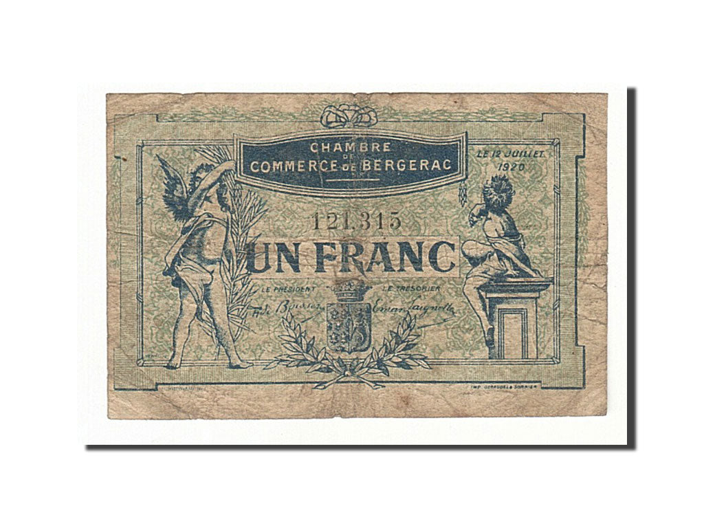 France, Bergerac, 1 Franc, 1920, TB, Pirot:24-37