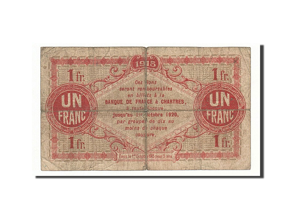 Banknote, Pirot:45-3, 1 Franc, 1915, France, F(12-15), Chartres