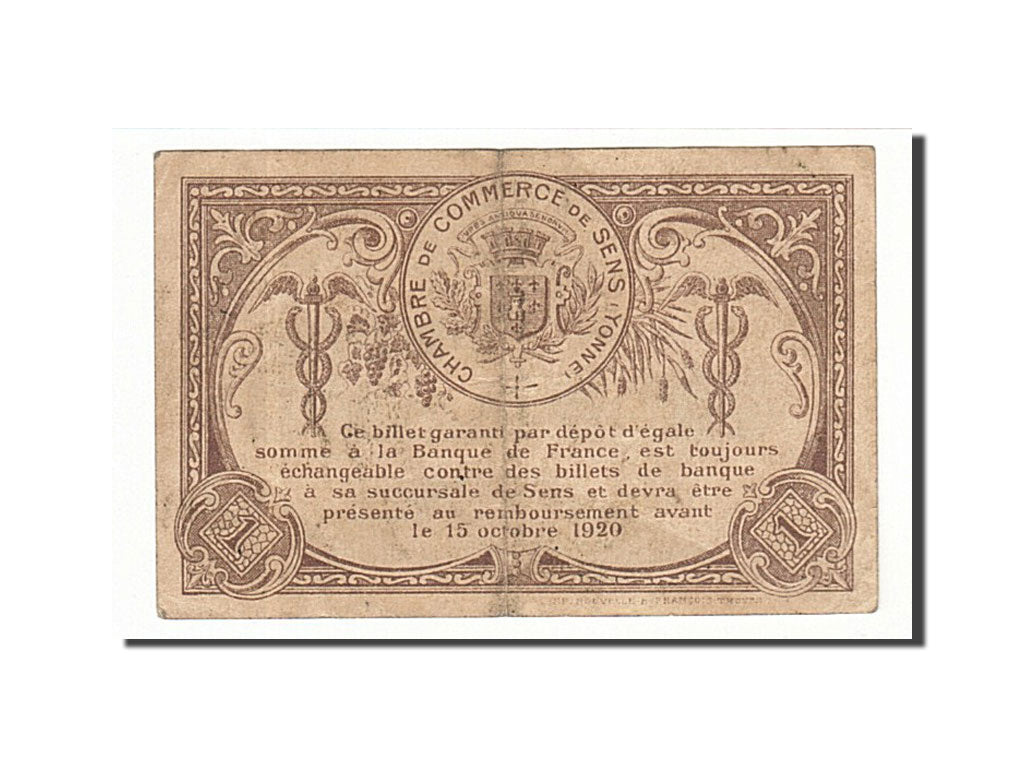 Banconote, Pirot:118-4, BB, Sens, 1 Franc, 1916, Francia