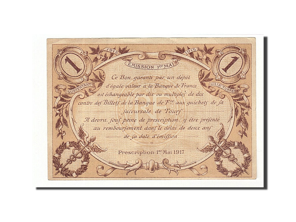 France, Tours, 1 Franc, 1915, EF(40-45), Pirot:123-1