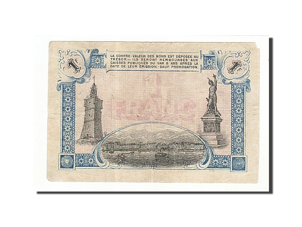 Banconote, Pirot:02,512, MB, Toulon, 1 Franc, 1919, Francia