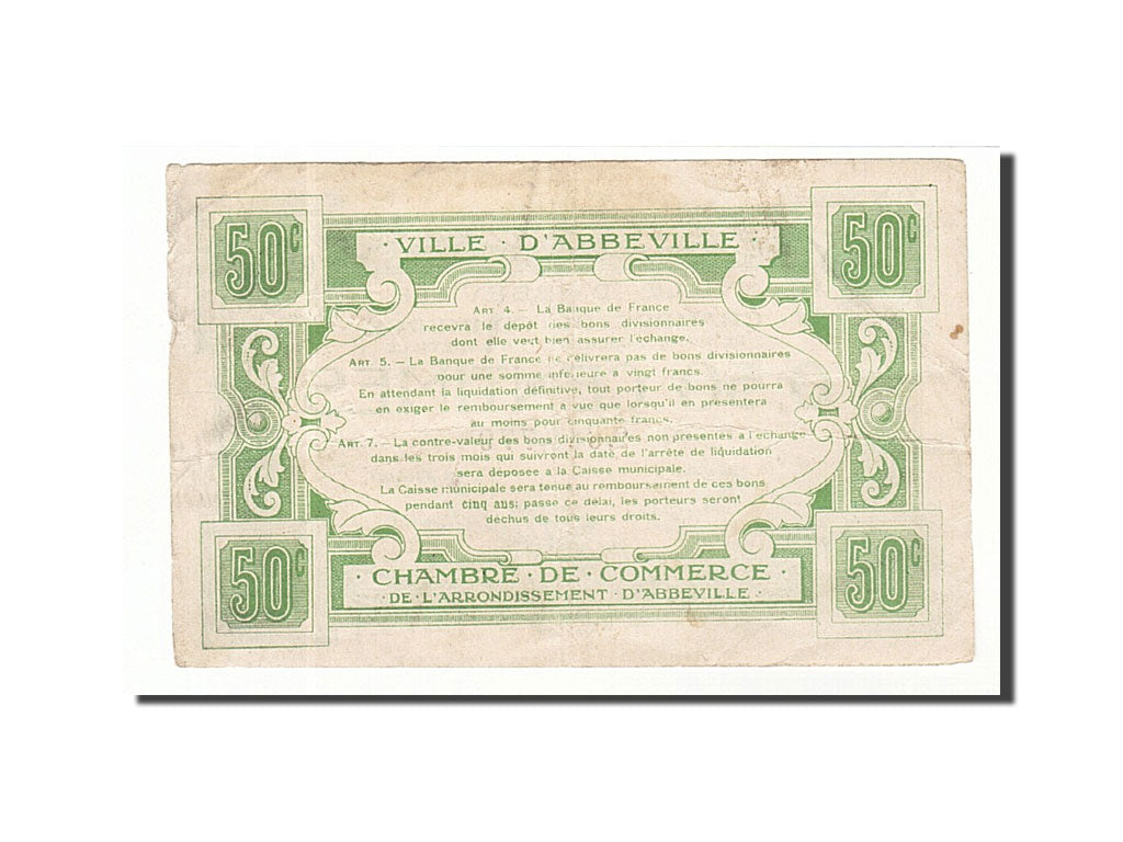 Banconote, Pirot:1-13, BB, Abbeville, 50 Centimes, Francia